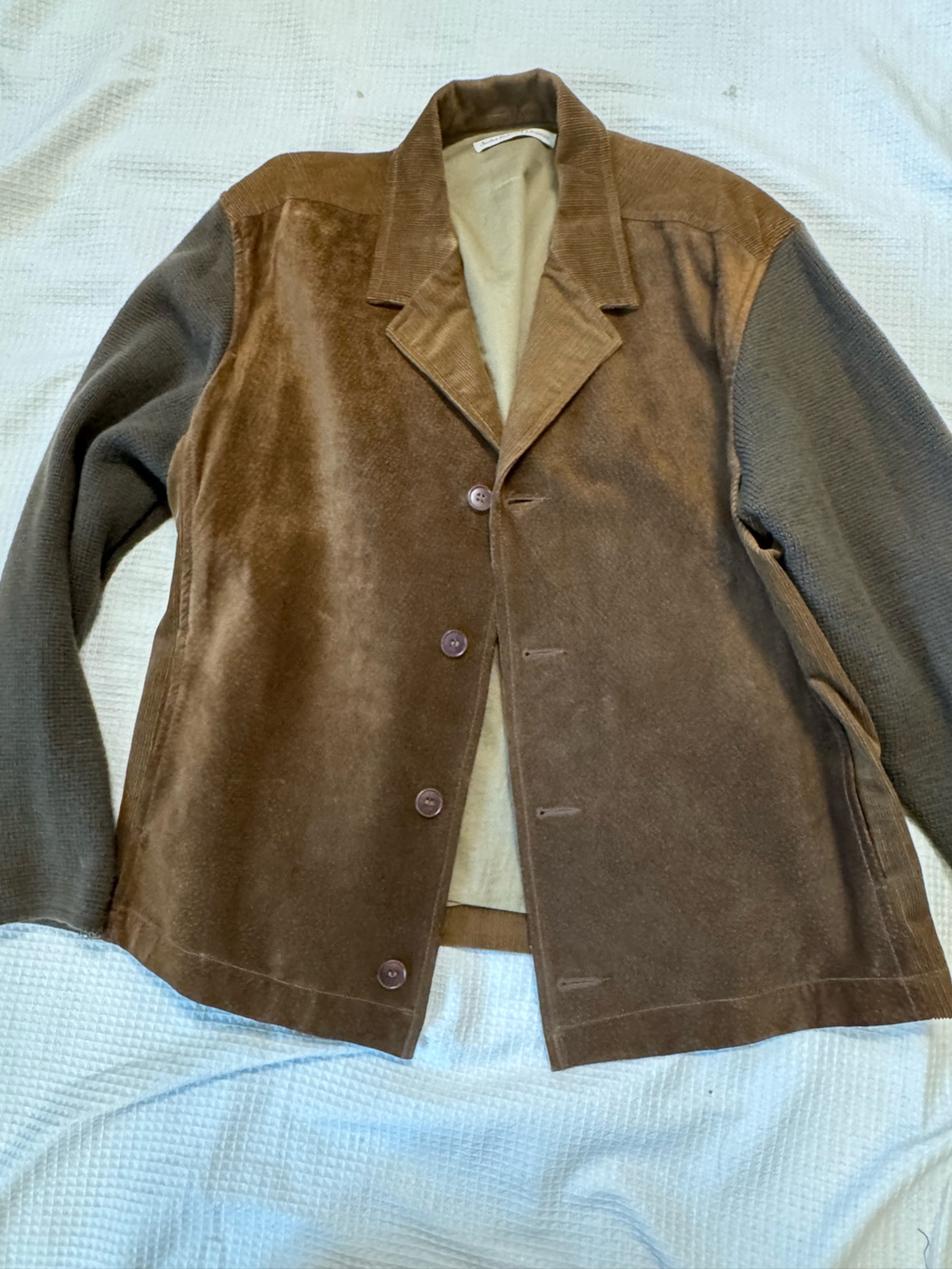 Sisley made in Italy Brown Mixed-Media Button Front Jacket